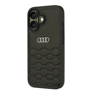 Mbulesë telefoni Audi Hardcase për iPhone 16 6.1", lëkurë sintetike, e zezë