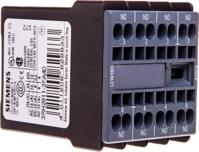 Kontaktor ndihmës Siemens 3RH2911-2FA40, 4NO, montim frontal