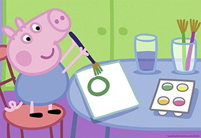 Puzzle për fëmijë Ravensburger Peppa at School, 2 x 24 copë, multingjyrësh