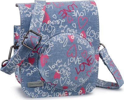 Çantë aparati Cullmann Rio Fit 120 Love për Instax Mini 12, me rrip shpatulle, dizajn xhins blu