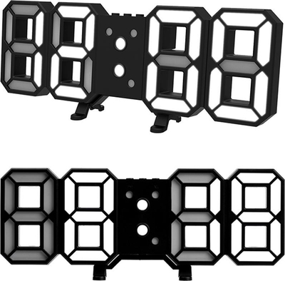 Orë elektronike LED 3D, alarm, termometër, e zezë