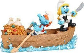 Dekor akuariumi Aqua Della Smurfs Pirate Boat, 18.7x8.2x10 cm, shumëngjyrësh