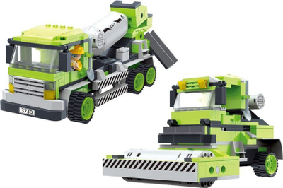 Set blloqesh ndërtimi LeanToys Large Block Set, 369 pjesë, mikser betoni dhe roller