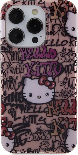 Kuti mbrojtëse Hello Kitty HKHCP15LHDGPTP për iPhone 15 Pro 6.1", TPU i fortë, rozë
