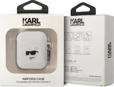 Kapak për AirPods Karl Lagerfeld KLA2RUNCHH, silikon, për AirPods 1/2, i bardhë
