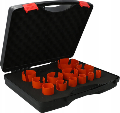 Set sharra rrethore TCT Hole Saw Case Wood, 12 copë, për dru dhe beton