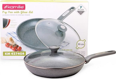 Tigan graniti Kamille, 30 cm, për induksion edhe gaz, gri