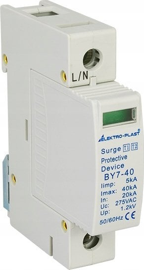 Mbrojtës nga mbingarkesa Elektro-Plast BY7-40/1-275, T1+T2 AC, 1P, i bardhë