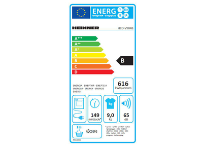 Tharesë rrobash Heinner HCD-V904B, kondensim, 9kg, ekran LED, e bardhë