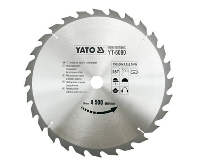 Teh sharrë rrethore Yato Tungsten Carbide Tipped, 350mm, 28 dhëmbë, gri