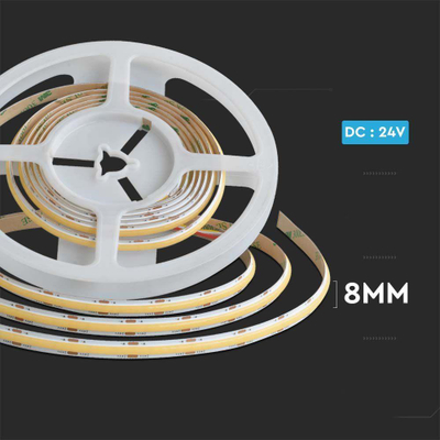 Shirita V-TAC LED SMD 2835 COB, 18W/m, 8mm, IP20/IP65, të bardha/RGB