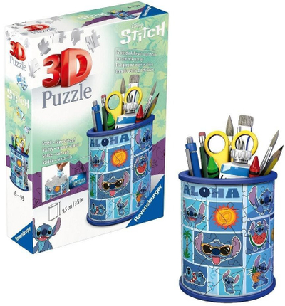 Puzzle 3D Disney Ravensburger Stitch, 57 pjesë, mbajtëse stilolapsash, shumëngjyrësh