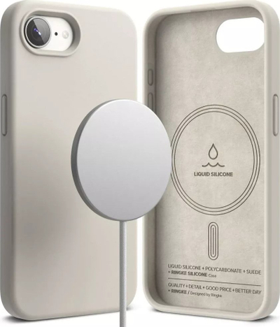 Футрола за телефон Ringke Silicone Magnetic MagSafe Stone, за iPhone 16e, силиконска, сива