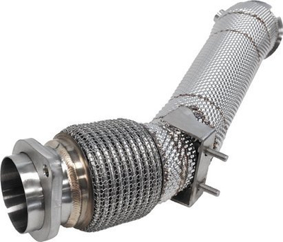 Downpipe TurboWorks BMW X3M X4M S58 3.0T, çelik inox, me mburojë termike