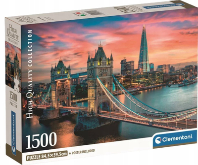 Puzzle Clementoni Compact London Twilight, 1500 copa, 84.5 x 59 cm, shumëngjyrësh