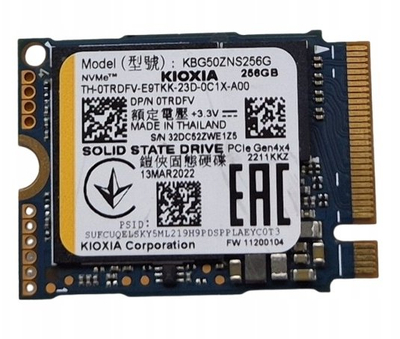 SSD KIOXIA KBG50ZNS256G, 256GB, M.2 2230 PCIe 4.0 NVMe