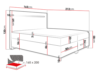 Shtrat kontinental ENTER LED 160x200 + dyshek