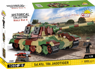 Set ndërtimi Cobi WWII SD.Kfz. 186 Jagdtiger, 1280 pjesë, shkallë 1:28, kamuflazh
