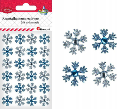Sticker-a dekorativë Titanum Snowflakes, vetëngjitës, 24 copë, blu edhe të bardhë
