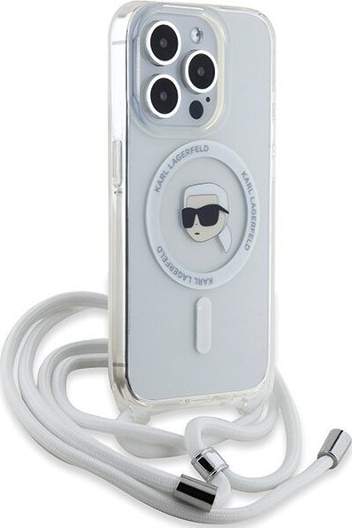 Mbulesë telefoni Karl Lagerfeld Crossbody IML Karl Head për iPhone 15 Pro Max, MagSafe, transparente