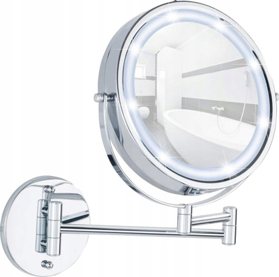 Pasmaje murale kozmetike WENKO Power-Loc Lumi LED, zmadhim 5x, diametër 17 cm, me bateri