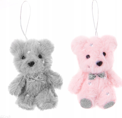 Varëse dekorative Bear, 2 copë, formë arushi, rozë dhe gri