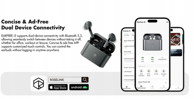 Kufje wireless Technika Wody EARFREE i5, TWS In Ear, Bluetooth, të zeza