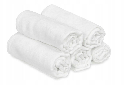 Set pelena tetra për bebe Newborn, 5 copë, 70x80cm, të bardha