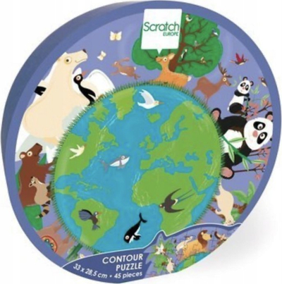 Puzzle për kalamoj Scratch 276181196 World, 45 copa, 29x25 cm, shumëngjyrësh