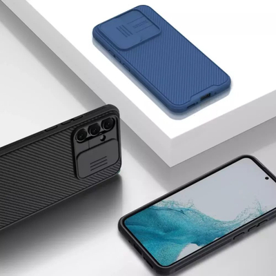 Kuti telefoni NILLKIN CamShield Pro, për Samsung Galaxy A54 A34 A04 A04s A14 5G, mbrojtëse me kapak kamere, e zezë