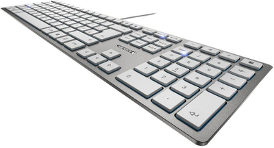 Tastierë CHERRY KC 6000 Slim, USB, AZERTY Belgian, argjendtë e bardhë