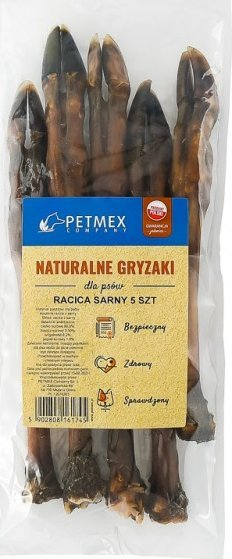 Shportë kafshate natyrale për qen Petmex Roe Deer Hoof, 5 copë, thundra kaprolli