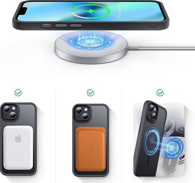 Këllëf telefoni Tech‑Protect Magmat, MagSafe, për iPhone 13 Pro, transparent i zi