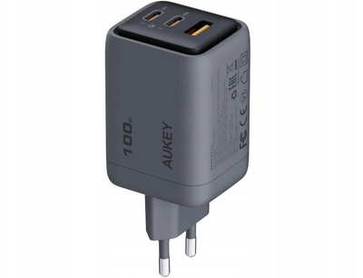 Karikues murit Aukey PA-C5 Comet Mix 3, 100W, 2x USB-C edhe 1x USB, gri