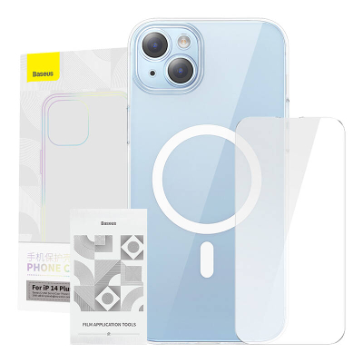 Kuti Magnetike Seria Crystal Baseus për iPhone 14 Plus + xham i temperuar