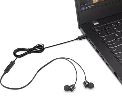 Kufje Lenovo Go, in ear me mikrofon, me kabllo, të zeza