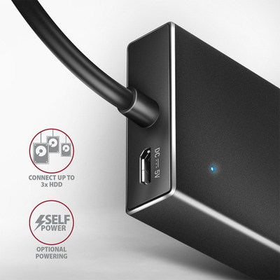 Hub USB Axagon HUE-F7A, 7x USB 3.2 Gen 1, alumini, gri