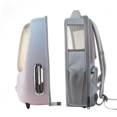 Çantë shpine transporti për mace PetKit Breezy2, ventilator i integruar, dritare transparente, rozë