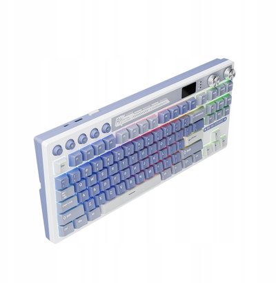 Tastierë mekanike Royal Kludge RK M87 TKL, hot swap, RGB, tri mode, Cream switch, e bardhë