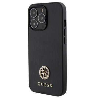 Kuti mbrojtëse Guess 4G Strass Metal Logo për iPhone 13 Pro 6.1", TPU, e zezë