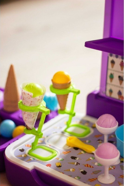 Играчка количка за сладолед Woopie Ice Cream Shop, со ЛЕД светла и звуци, пренослив куфер, виолетова