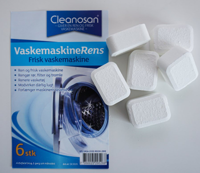 Pastrues makine larëse Cleanosan VaskemaskineRens, 10 x 6 tableta, aromë e freskët, i bardhë