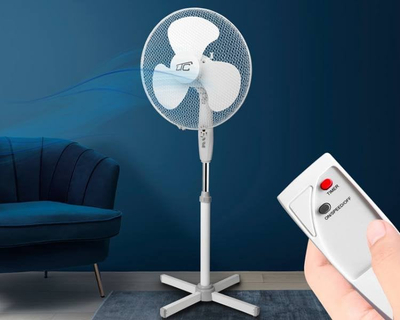 Ventilator në këmbë LTC PS 16", 50W, me telekomandë, i bardhë