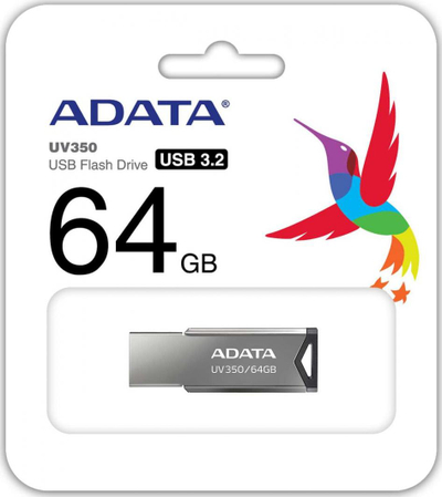 USB ADATA UV350, 64GB, i argjendtë