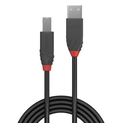 Kabllo USB Lindy 36673, USB A në USB B, 2 m, e zezë