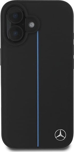 Kapotë telefoni Mercedes Benz Blue Line, lëkurë, me MagSafe, për iPhone 16 6.1", e zezë