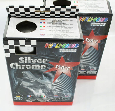 Spraj boje makine Dupli-Color Silver Chrome Set 674570, efekt kromi, argjendtë