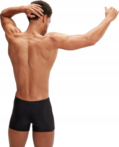 Rroba noti për burra Speedo Medley Logo Aquashort, që s’ja ndjen klorit, me kordon te beli, të zeza me teal