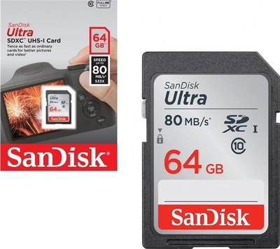 Kartë memorie Sandisk Ultra SDXC, 64GB, 140MB/s Class 10 UHS I