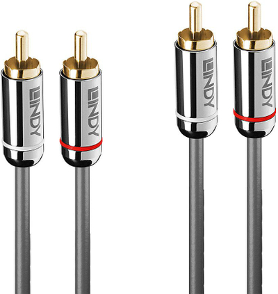 Kabllo audio Lindy Cromo Line, RCA x2 në RCA x2, 0.5m, argjendtë